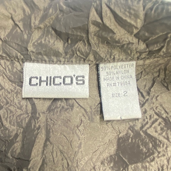 CHICO’S JOLENA CRINKLED JACKET WOMENS 2 TAN PARTY COCKTAILS - Picture 3 of 14